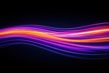 Colorful light trails create a mesmerizing wave pattern against a dark background in an abstract design
