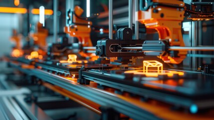 Fototapeta premium Close-up of a 3D Printer Head Creating a Plastic Envelope