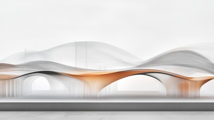 A 3D model of a bridge spanning over a river, showing structural supports, arches, and surface textures