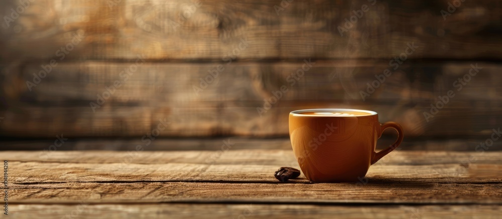Aufkleber Coffee cup on wood surface and background with space. with copy space image. Place for adding text or design