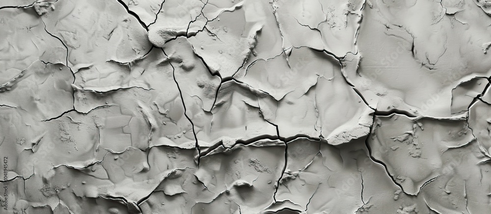 Poster Dry gray clay with fissures. with copy space image. Place for adding text or design