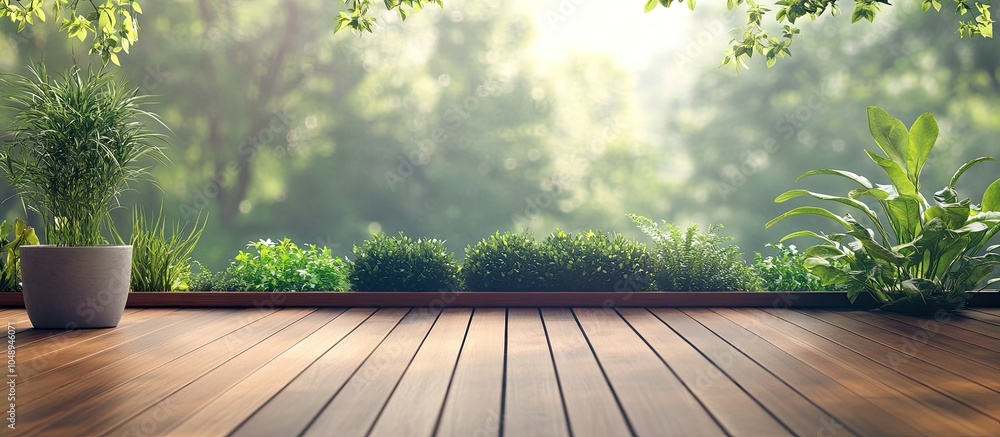 Poster balcony and terrace with a blurry nature background. with copy space image. place for adding text or