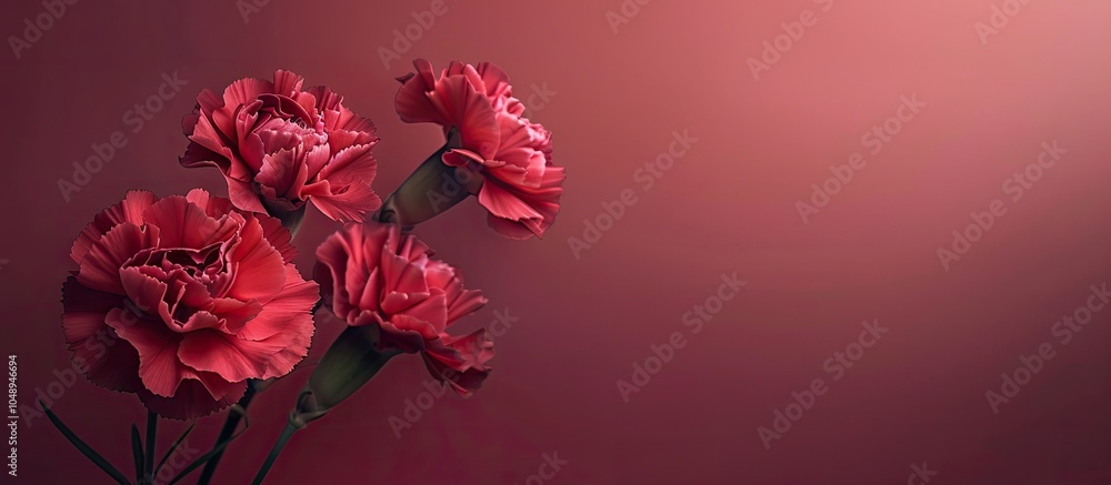 Fototapete carnation blooms. with copy space image. place for adding text or design
