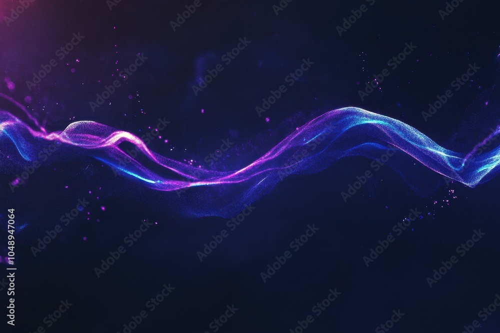 Poster abstract swirling light waves in vibrant colors creating an artistic effect against a dark backgroun