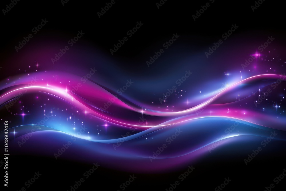 Poster abstract colorful waves of light create a mesmerizing visual effect against a black background