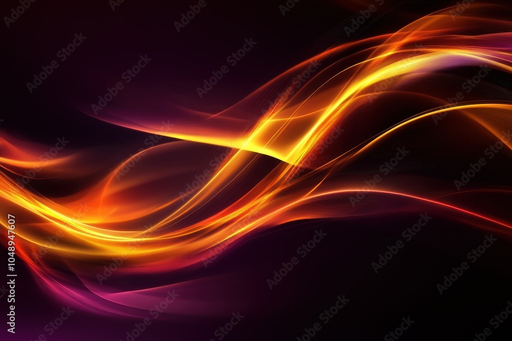 Poster vibrant abstract swirls of orange and yellow light creating a dynamic visual effect against a dark b