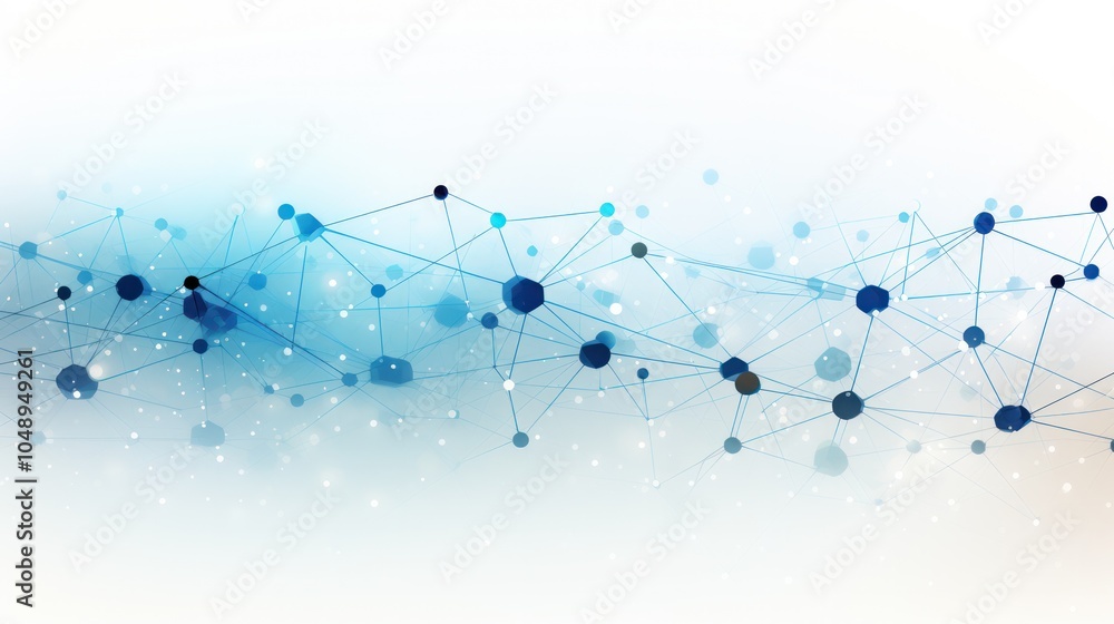 Poster a clean white background with an abstract web of blue lines and dots illustrating the concept of dig