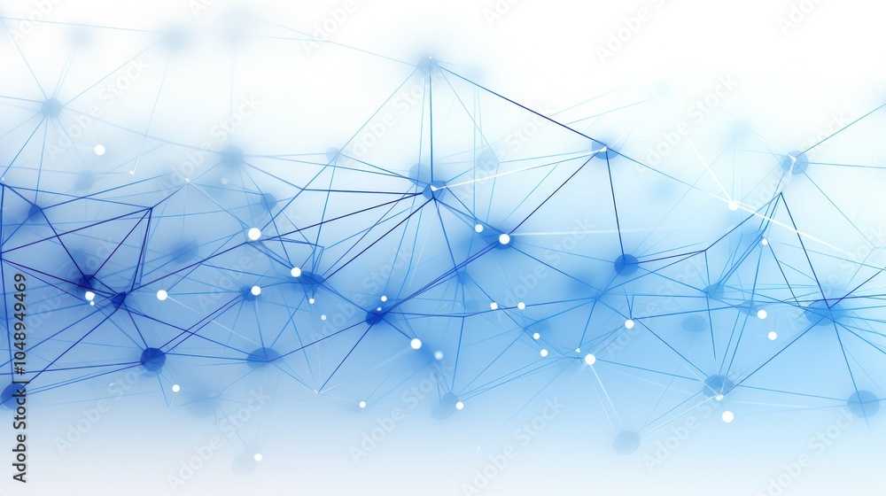 Poster a clean white background with an abstract web of blue lines and dots illustrating the concept of dig