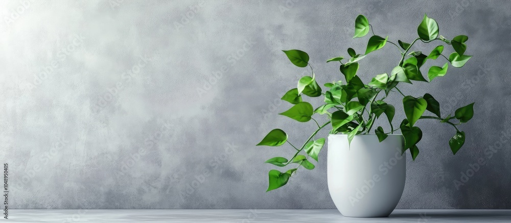 Poster Hoya climbing plant in a small white ceramic container. with copy space image. Place for adding text or design