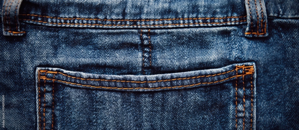 Poster The top views of blue jeans featuring front pockets. with copy space image. Place for adding text or design