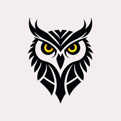 Obraz premium Blue ornamental owl in decorative floral design, intricate illustration. illustration of a geometric owl logo in pastel colors in flat colors isolated on a white transparent background