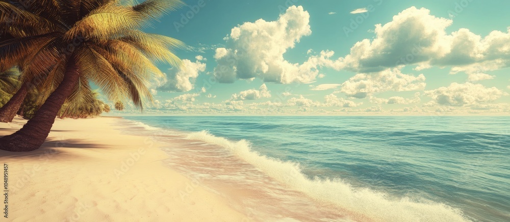 Poster Retro summer beach. with copy space image. Place for adding text or design