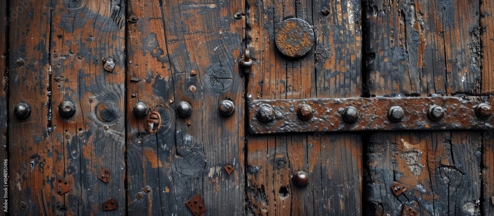 Aufkleber A piece of an aged wooden door used as a background. with copy space image. Place for adding text or design