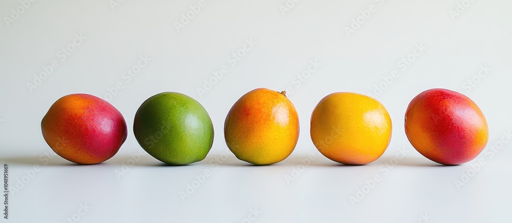 Poster mangos set against a white background. with copy space image. place for adding text or design