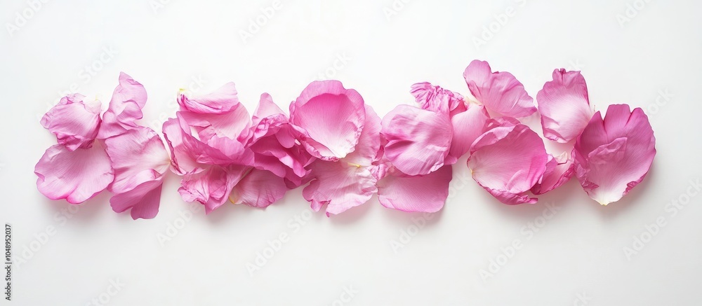 Poster pink peony petals against a white background. with copy space image. place for adding text or design