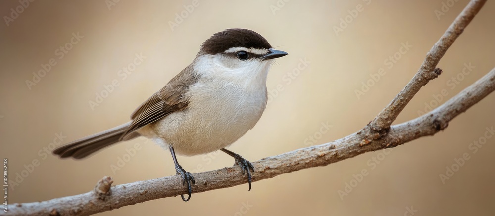 Aufkleber A close up of a solitary female black cap perched on a tree branch with a clear smooth background. with copy space image. Place for adding text or design