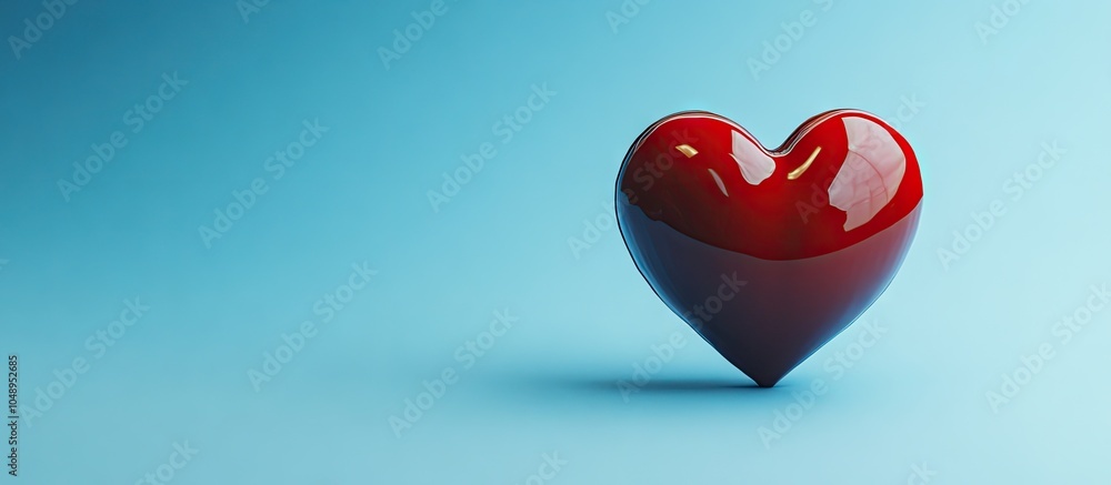 Poster A heart against a blue backdrop. with copy space image. Place for adding text or design