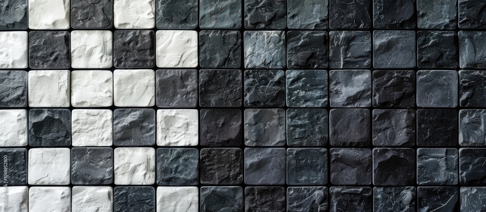 Poster three colors black grey and white create a mosaic tile texture wall suitable for background wallpape