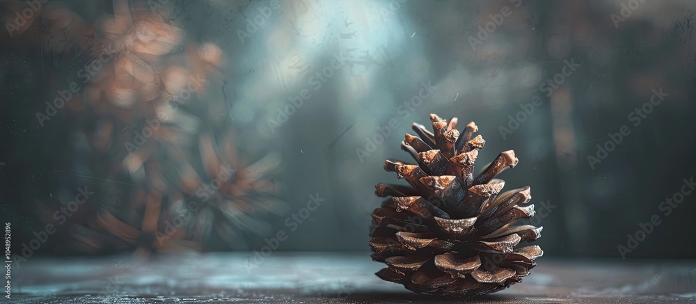 Poster still life image of a pinecone. with copy space image. place for adding text or design