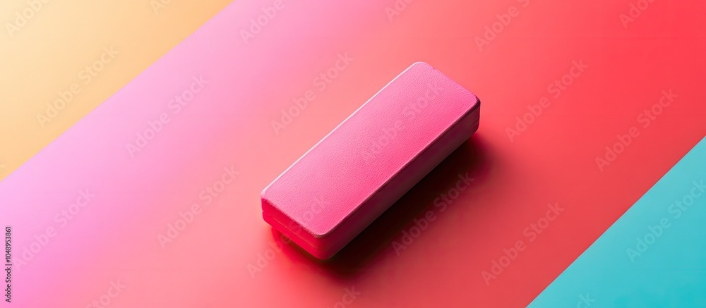 Poster pink eraser on a vibrant background. with copy space image. Place for adding text or design