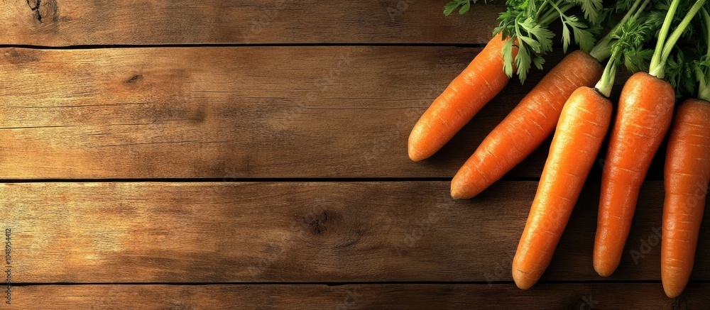 Leinwandbilder Close up of carrots on a wooden background. with copy space image. Place for adding text or design