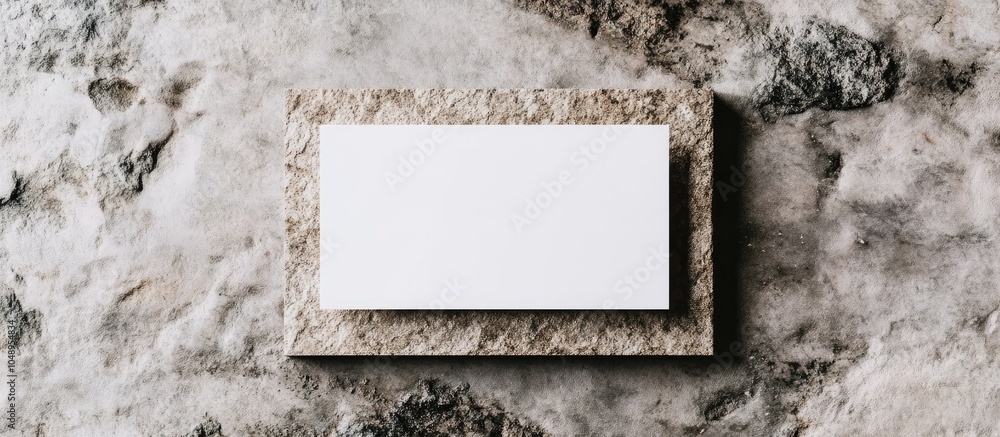 Aufkleber blank white business cards on a stone board mockup for identification template for graphic designers