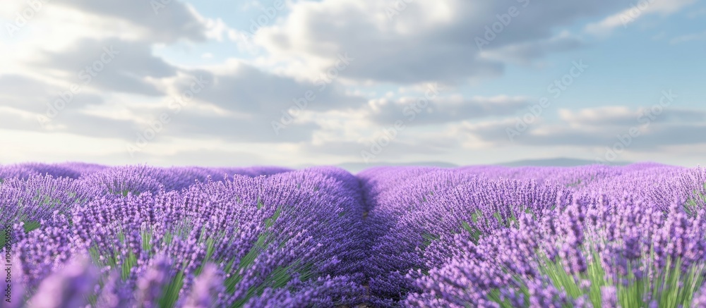 Poster field of lavender blooms harvesting. with copy space image. place for adding text or design