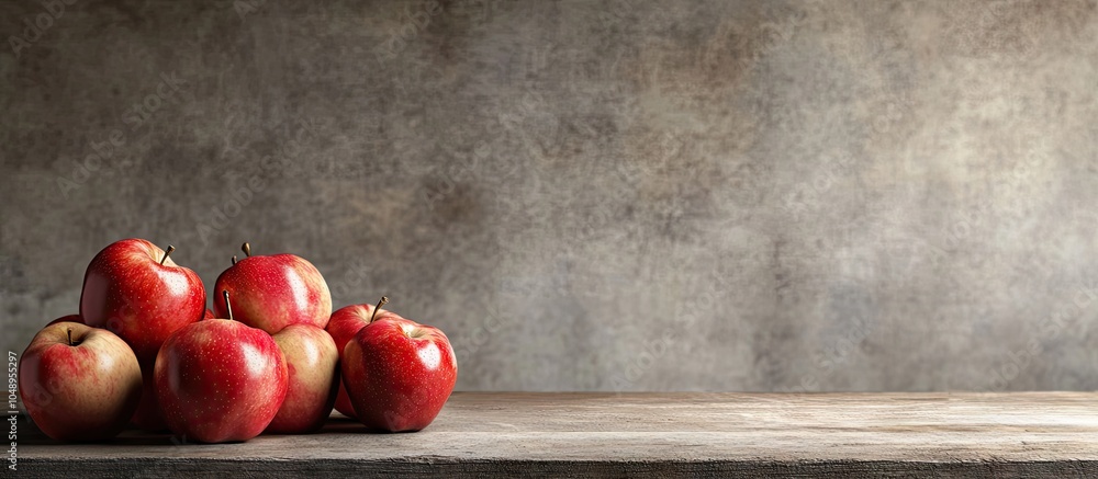 Poster apples atop the table. with copy space image. place for adding text or design