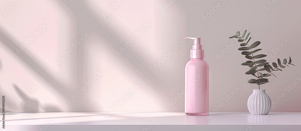 Poster Cosmetic product bottle on a light grey background. with copy space image. Place for adding text or design