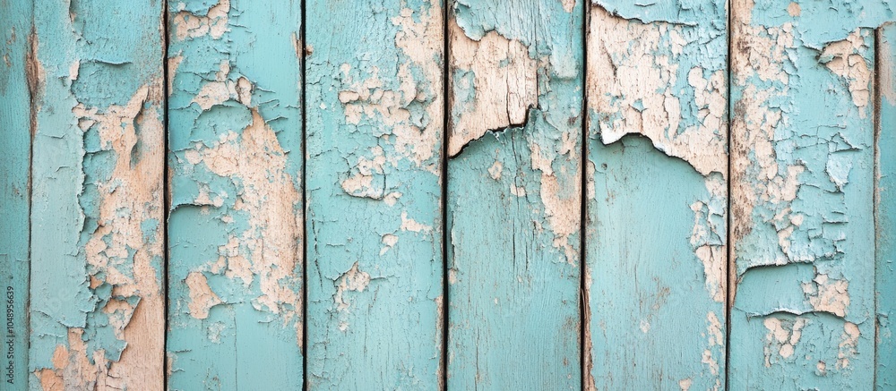 Aufkleber Vintage painted wooden background texture featuring a weathered rustic wall with peeling paint Available space for copy in old wood texture Cracked paint with numerous small fissures creating an ab