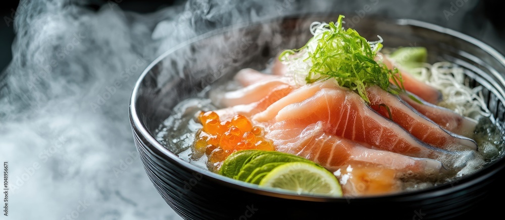 Leinwandbilder shabu shabu is a japanese dish featuring yellowtail which is seafood enjoyed when boiled. with copy 