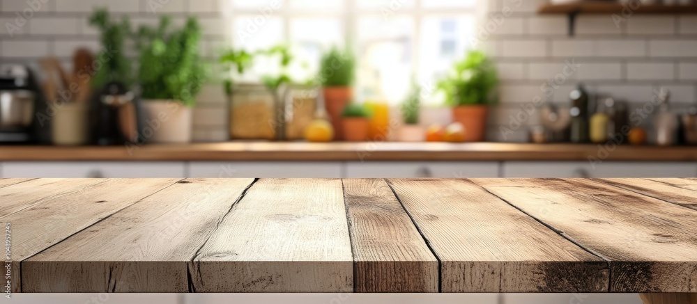 Leinwandbilder tabletop and blurred kitchen background. with copy space image. place for adding text or design