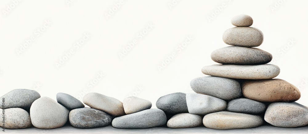 Poster a stack of pebbles creating a border with an empty space. with copy space image. place for adding te