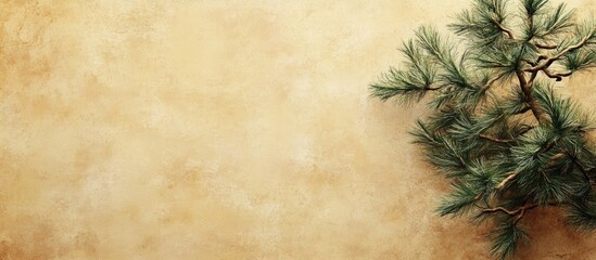textured vintage paper backdrop featuring pinis pinea and stone pine tree. with copy space image. Place for adding text or design