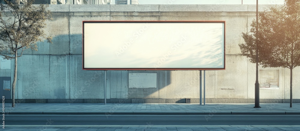 Fototapete Large empty billboard on a street wall with space on banners to include your own text. with copy space image. Place for adding text or design