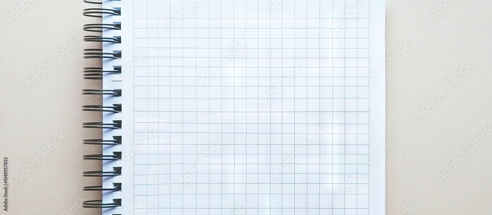 Leinwandbilder Blank sheet of notebook paper Grid pattern Gray color Background. with copy space image. Place for adding text or design