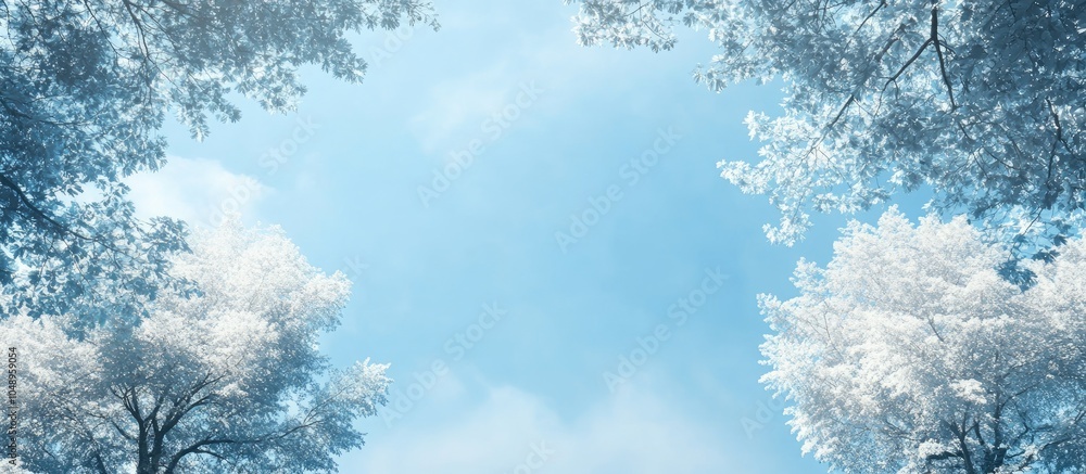 Leinwandbilder negative space design featuring blue sky and trees. with copy space image. place for adding text or 