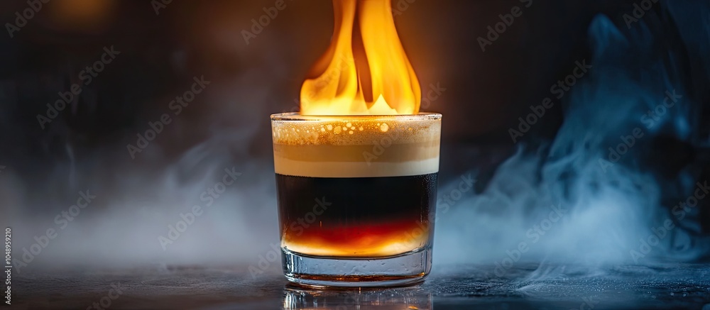 Poster b 52 cocktail flambe flamed a layered shot made of coffee liqueur irish cream and orange liqueur. wi