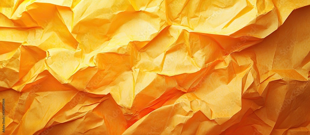 Leinwandbilder Yellow and orange wrinkled paper texture background. with copy space image. Place for adding text or design
