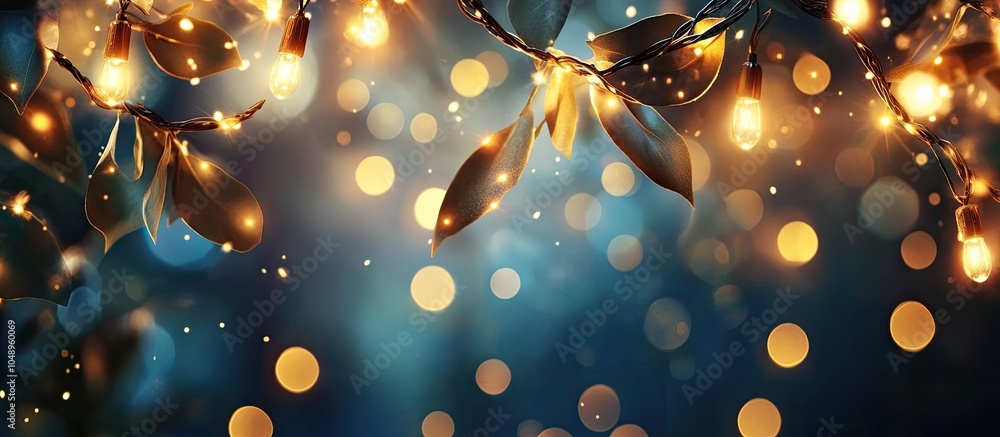 Aufkleber fairy lights for celebration and bokeh. with copy space image. place for adding text or design