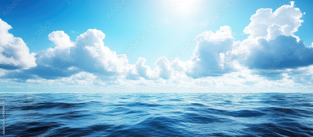 Aufkleber stunning sea and ocean with a backdrop of white clouds and a blue sky featuring copy space for text