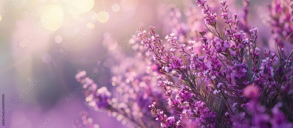 Leinwandbilder heather bouquet shallow focus depth. with copy space image. place for adding text or design