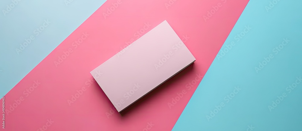 Poster blank business cards mockup set against a colored background flat lay copyspace for text