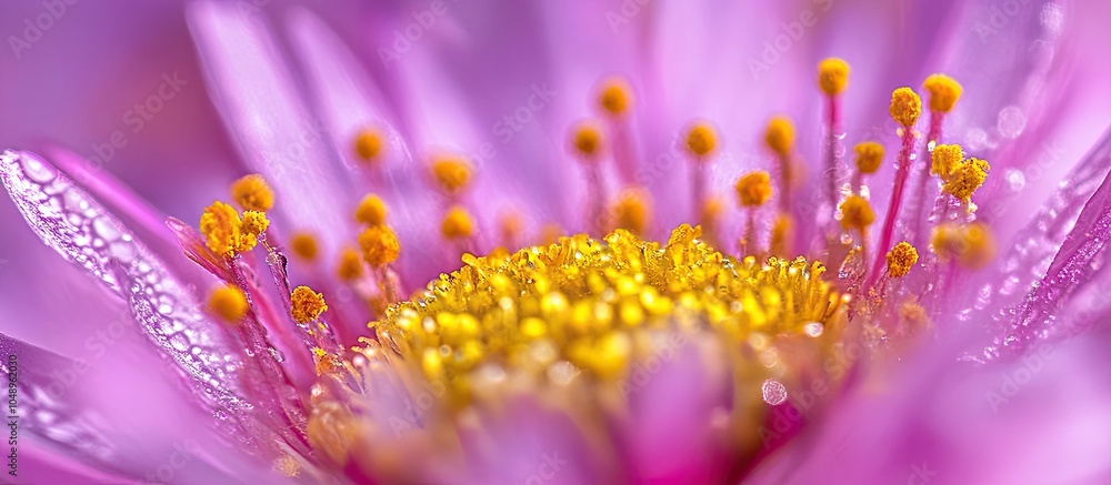 Poster aster flower close up macro shot. with copy space image. place for adding text or design