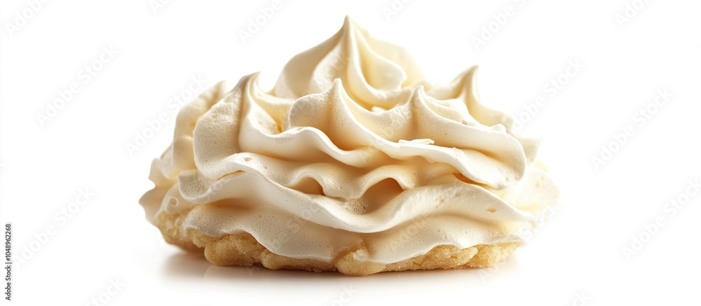 Leinwandbilder French vanilla meringue cookie against a white background. with copy space image. Place for adding text or design