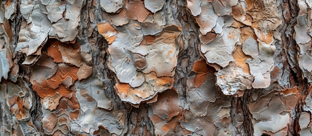 Leinwandbilder bark texture with a natural paper background captured up close in a summer forest. with copy space image. Place for adding text or design