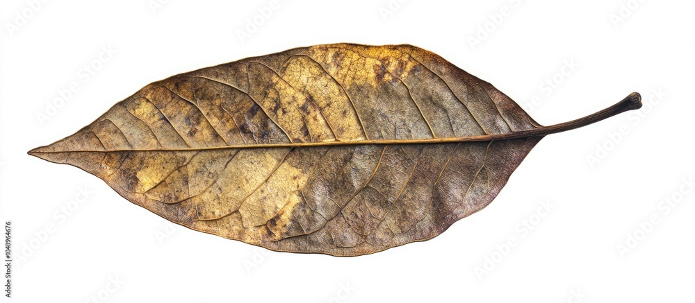 Poster isolated dry and old peepul leaf with clipping paths. with copy space image. place for adding text o