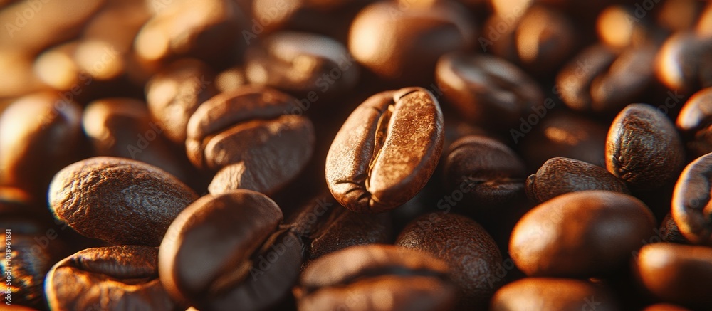 Aufkleber brown roasted coffee beans macro closeup creating the blend series. with copy space image. Place for adding text or design