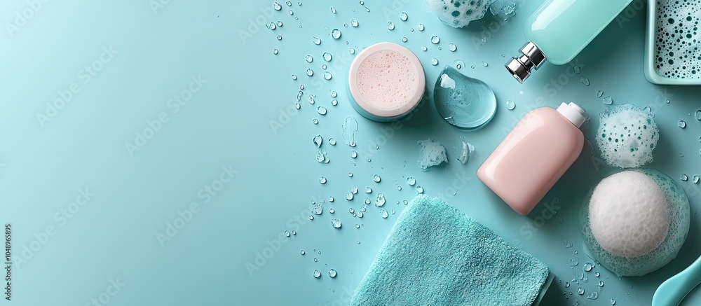 Poster Clean bathing products. with copy space image. Place for adding text or design