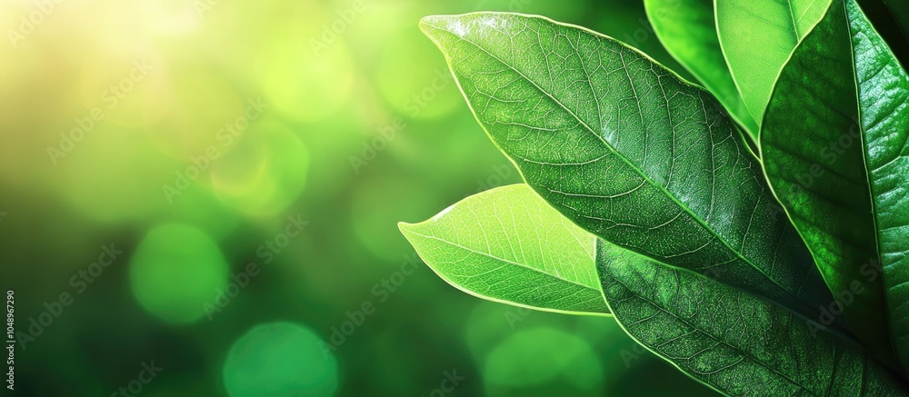 Poster stunning abstract backdrop of a green leaf with copyspace serving as a natural background for green 